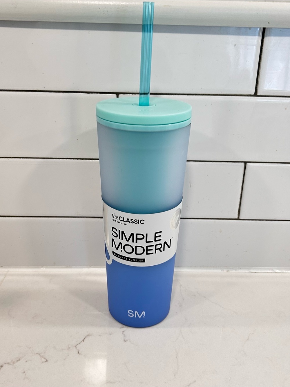 Simple Modern Tumbler 24 Oz Blue Green Ombré NWT